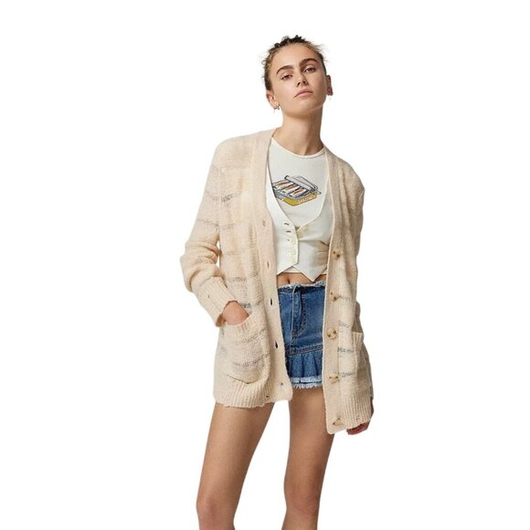 Urban Outfitters Sweaters - Urban Outfitters Alston Cardigan Size Medium Laddered Knit Stripe Button Up Cozy